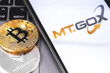 Ekran akıllı telefon değişim Mt.Gox logosu. 