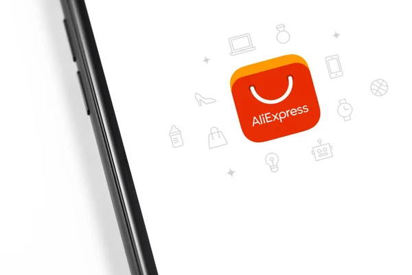Logotipo de Aliexpress en el smartphone de pantalla — Foto de Stock