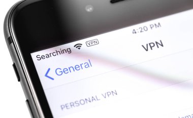 Ekranda Vpn Ayarları ile Makro closeup Apple iphone. Mosc
