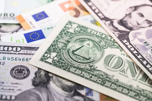 dollars and euro banknotes