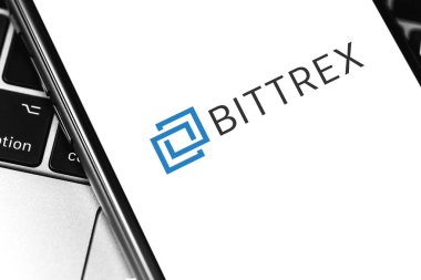 ekranda akıllı closeup Bittrex kriptopara döviz logosu