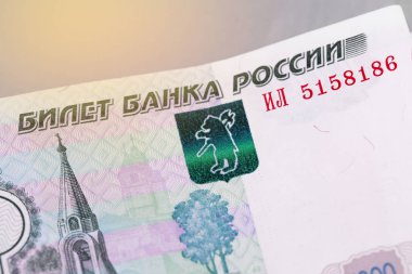 1000 ruble banknot ların yakın çekim makro Rus para birimi 