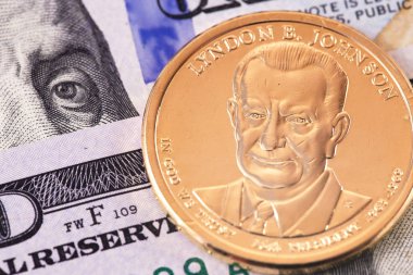Lyndon Baines Johnson portre ile bir dolar altın sikke