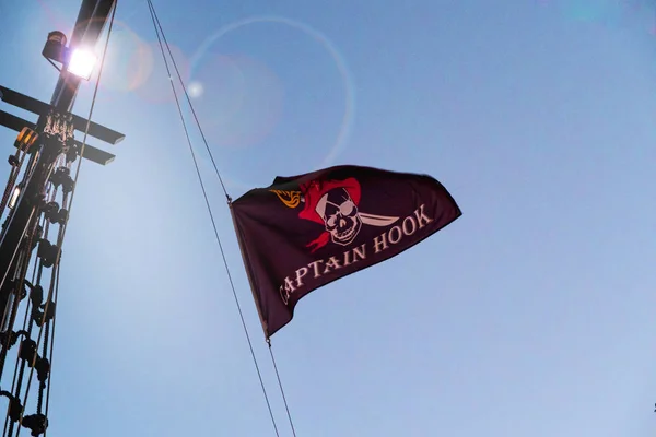 pirate skull flag waving in wind