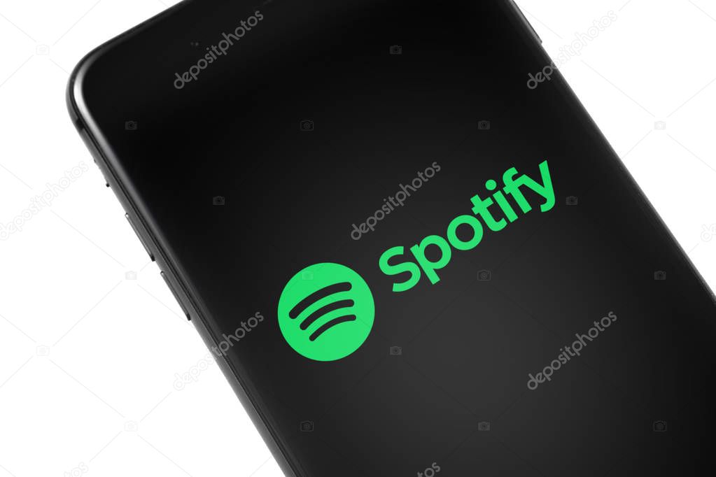 Spotify logo on the screen smartphone
