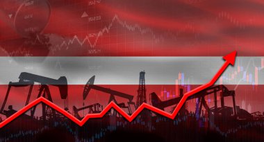 Letonya bayrağıyla yağ pompaları. Letonya bayrağı ve petrol endüstrisi ile petrol üretimi