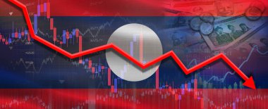 Ekonomik grafikte Laos finansal krizi. Laos 'un ekonomik piyasada mali çöküşü
