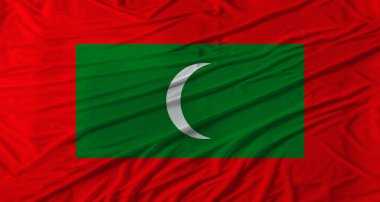 Maldivler bayrağını dalgalandırın. Kumaş desenli Maldivler bayrağı