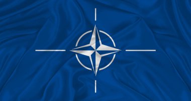 Kumaş desenli NATO bayrağı. NATO bayrağının dalgalanmasını kapat