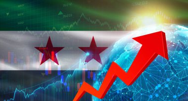 Suriye bayrağıyla küresel mali büyüme. Ekonomik arka planda Suriye bayrağıyla mali büyüme