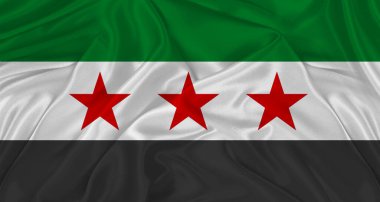 Kumaş desenli Suriye bayrağı. Suriye bayrağının dalgalanmasını kapat