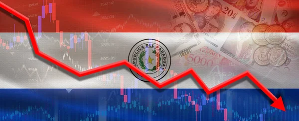 Ekonomik grafikte Paraguay finansal krizi. Paraguay 'ın ekonomik piyasaya düşüşü