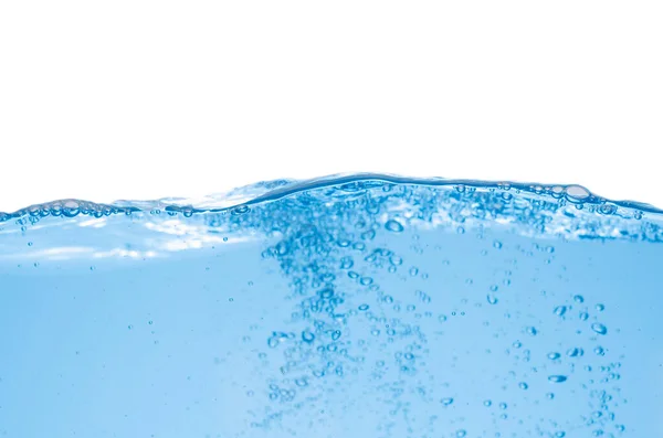 Νερό splash και επιφάνεια με φούσκα σε λευκό φόντο — Φωτογραφία Αρχείου