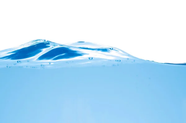 Vodní stříkance a povrch s bublinou na bílém pozadí — Stock fotografie