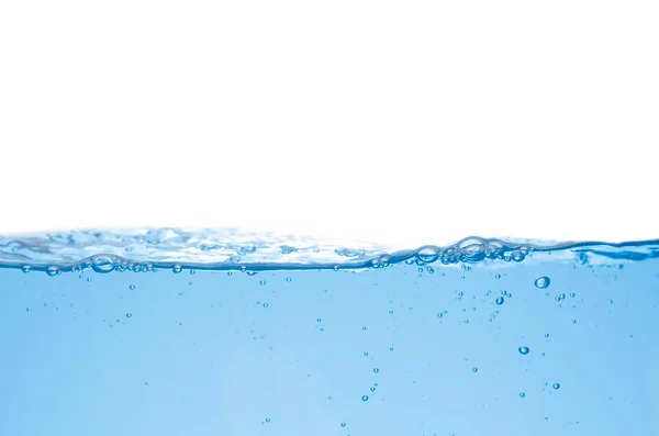 Respingo de água e superfície com bolha no fundo branco — Fotografia de Stock