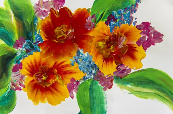 油彩画 印象派のスタイル 花の絵画 まだ絵画キャンバス アーティスト — ストック写真