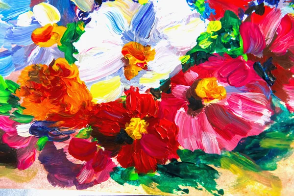 Oil Painting Impressionism Style Flower Painting Still Painting Canvas Artist — Stock Photo, Image