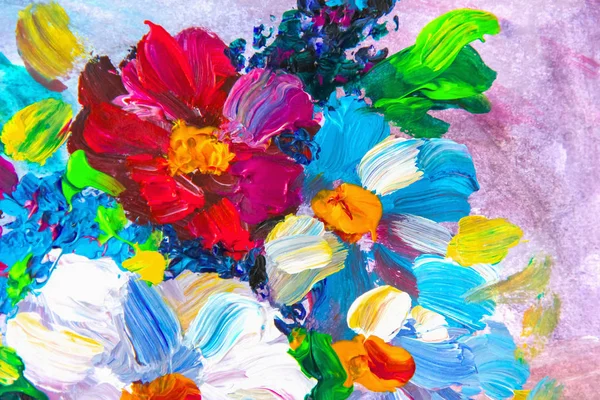 Pintura Óleo Impresionismo Estilo Pintura Flores Lienzo Todavía Pintura Artista —  Fotos de Stock