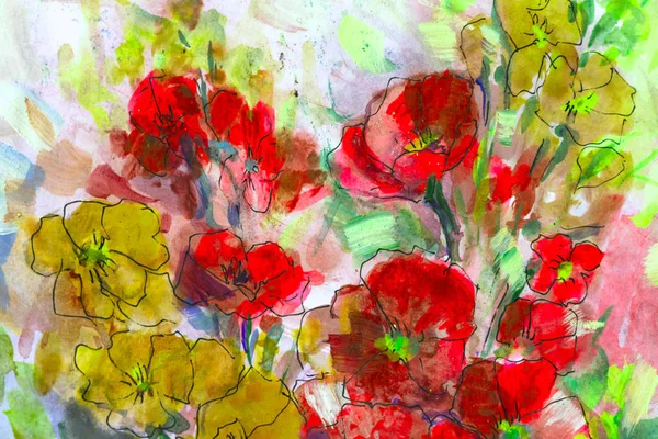 Textura Aceite Pintura Flores Pintura Flores Vívidas Bodegón Floral —  Fotos de Stock