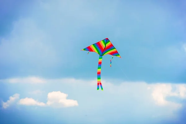 Drachenfliegen Blauen Himmel Sommerfest Selektiver Fokus — Stockfoto