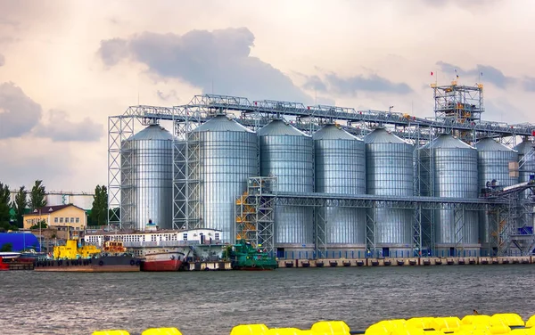 Grand Terminal Céréalier Dans Port Fluvial Capacité Stockage Grain Transport — Photo