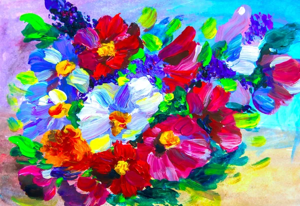 Obraz Olejny Impresjonizm Styl Kwiat Malowania Nadal Malarstwo Płótnie Artysta — Zdjęcie stockowe