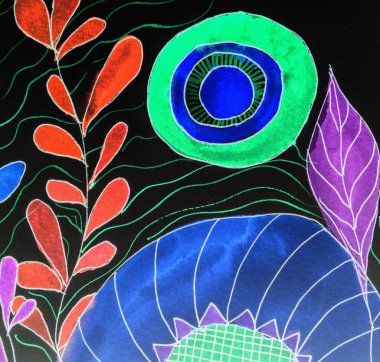 Suluboya, izlenimcilik tarzı, dokulu boyama, çiçek natürmort resim, boyama çiçek deseni, çizim ile boyama renkle boyalı