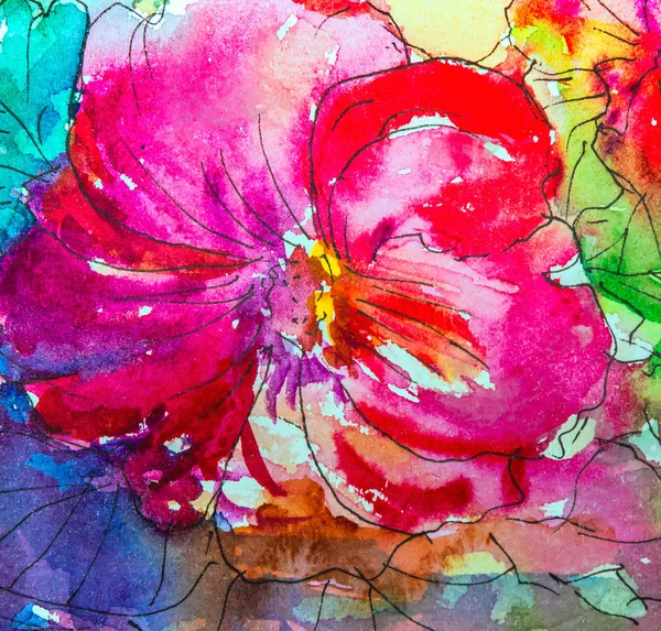 Måleri Akvarell Impressionism Stil Texturerat Målning Blomma Stilleben Målning Målade — Stockfoto