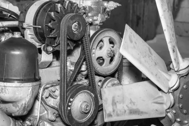 Dizel motor, yakın plan. İş eşyası. Dizel yakıt ekipmanları.