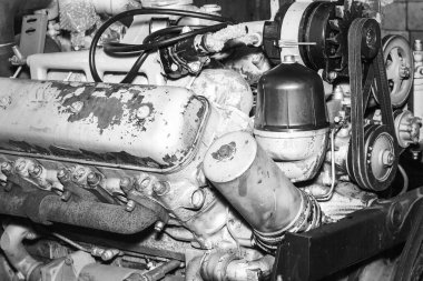 Dizel motor, yakın plan. İş eşyası. Dizel yakıt ekipmanları.