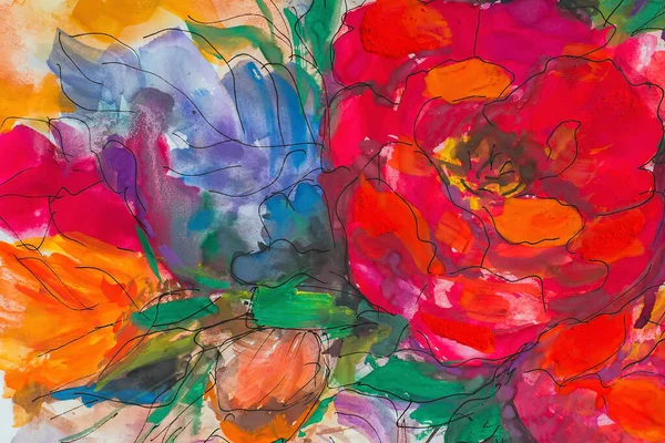 Abstrakt Blommor Mönster Målar Måleri Impressionism Konsistensmålning Abstrakta Blommor Illustration — Stockfoto