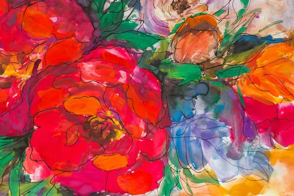 Абстрактний Квітковий Візерунок Картина Живопису Імпресіонізм Фарбування Текстури Абстрактні Квіти — стокове фото