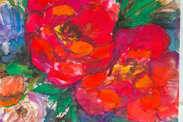 Abstrakt Blommor Mönster Målar Måleri Impressionism Konsistensmålning Abstrakta Blommor Illustration — Stockfoto