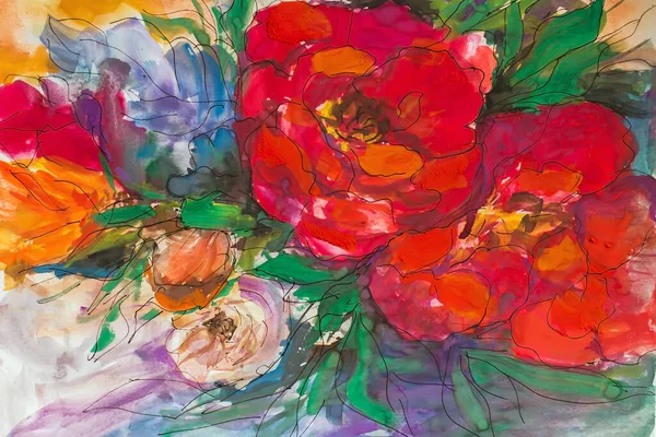 Abstrakt Blommor Mönster Målar Måleri Impressionism Konsistensmålning Abstrakta Blommor Illustration — Stockfoto