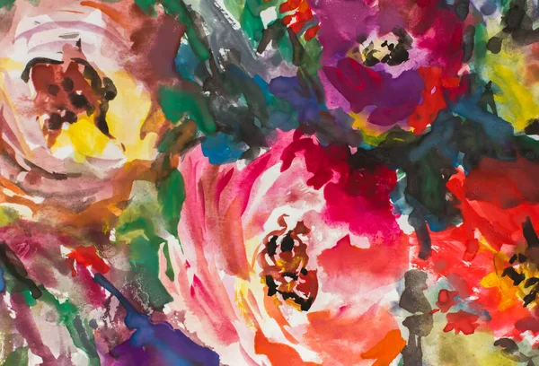 Abstract Bloemenpatroon Aquarel Schilderen Schilderij Impressionisme Textuur Schilderen Abstracte Bloemen — Stockfoto