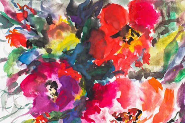 Abstract Flowers Pattern Watercolor Painting Painting Impressionism Texture Painting Abstract — Stock Photo, Image