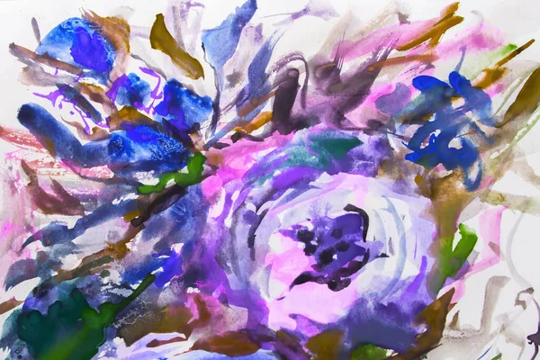 Abstrakcyjny Wzór Kwiatów Akwarela Malarski Impresjonizm Malowanie Tekstury Abstrakcyjne Kwiaty — Zdjęcie stockowe
