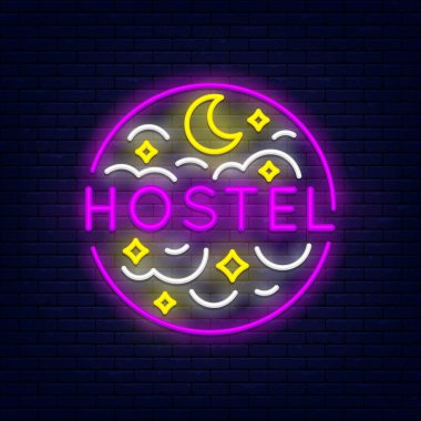 Hostel neon afiş