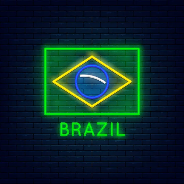Néon drapeau du Brésil — Image vectorielle