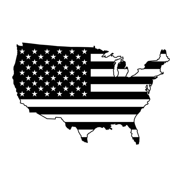 Carte des États-Unis avec drapeau noir — Image vectorielle
