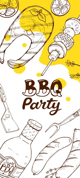 Bbq partito manifesti — Vettoriale Stock