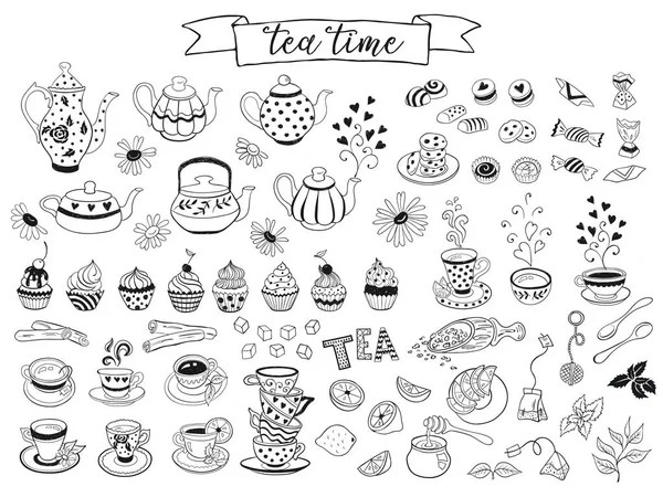 Iconos vector de té — Archivo Imágenes Vectoriales