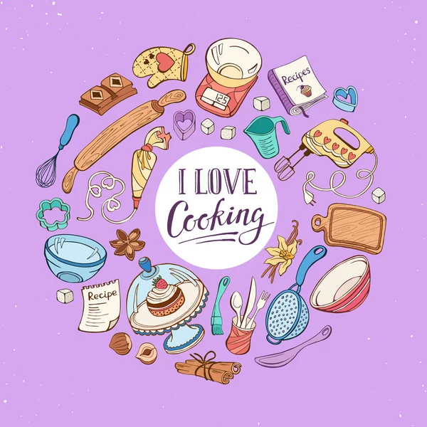 I love cooking poster — Stock Vector