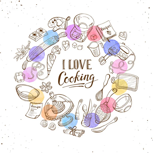 Ich liebe Kochen Poster — Stockvektor