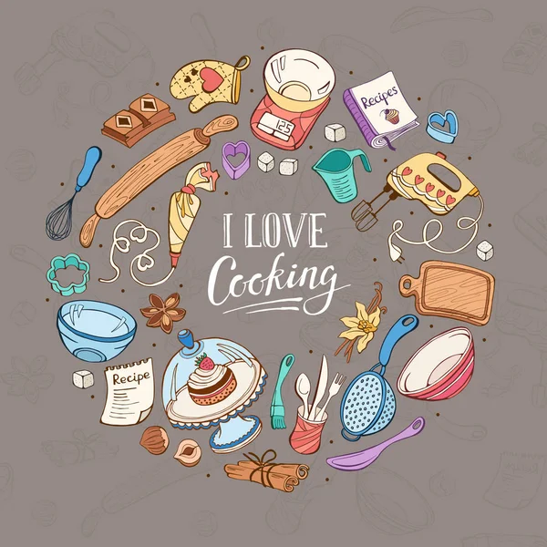 Adoro i poster di cucina — Vettoriale Stock