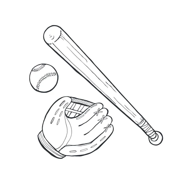 Accessoires de baseball croquis — Image vectorielle