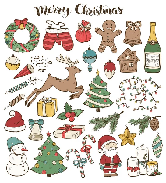 Kerst doodles collectie — Stockvector