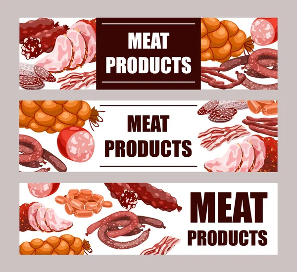 Banners de produtos de carne — Vetor de Stock