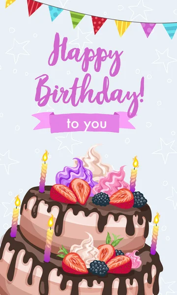 Tarjeta de felicitación feliz cumpleaños — Vector de stock