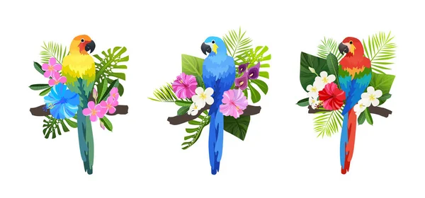 Composition des oiseaux tropicaux — Image vectorielle